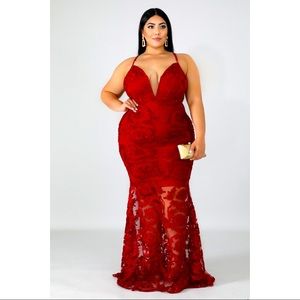 NWT Burgundy Mermaid Ribbon Swirl Dress